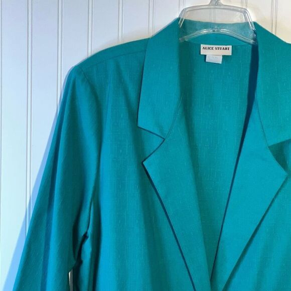 Vintage Alice Stuart One Button Blazer Jacket Women's size X-Large Green Office - Picture 2 of 12